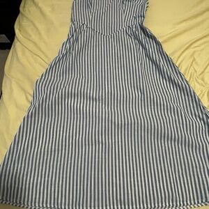 Blue and White Striped Dress